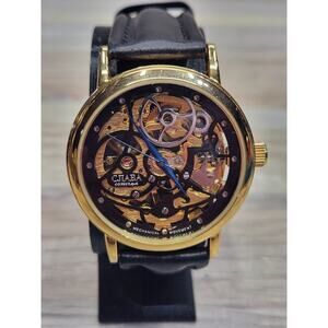 CJIABA Mens Skeleton Mechanical MOVEMENT WATCH WORKING, EX 40mm